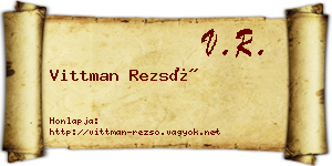 Vittman Rezső névjegykártya